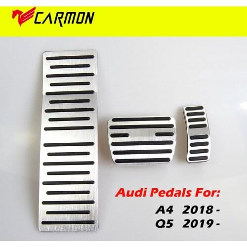 No Drill Aluminum Car Foot Rest Pedal Pads Cover With Rest Pedals Fit Gas Brake Rest Pedal For Audi A4 2018- Q5 2019- AT LHD