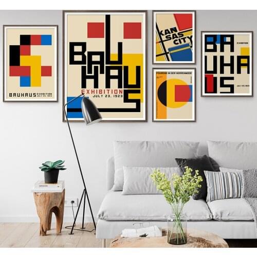 Bauhaus Poster Simplicity Abstract Geometric Mid Century Canvas Painting Print Wall Art Pictures Modern Living Room Home Decor