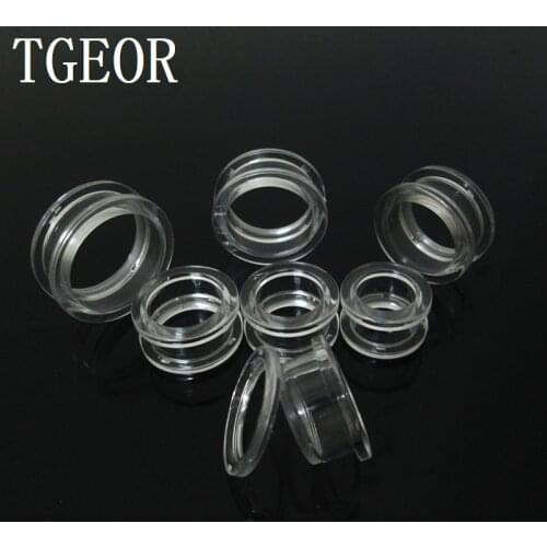 Free Shipping Piercing jewelry 1lot=8pcs Gauges white screw fit flesh tunnel acrylic screw on black ear tunnels