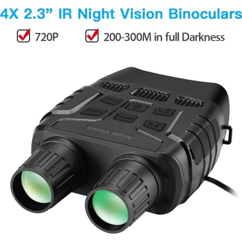 Night Vision Device Binoculars 300 Yards Digital IR Telescope Zoom Optics with 2.3' Screen Photos Video Recording Hunting Camera