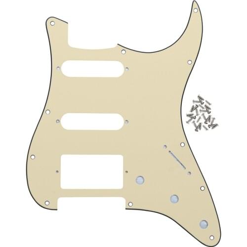 FLEOR 3Ply Cream ST HSS Guitar Pickguard SSH Scratch Plate & Screws for American/Mexican FD ST Guitar Parts