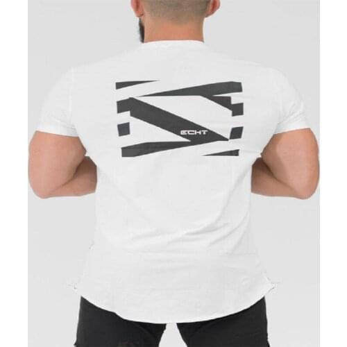 Muscle fitness brother new summer men running sports round collar breathable slim cotton T-shirt custom