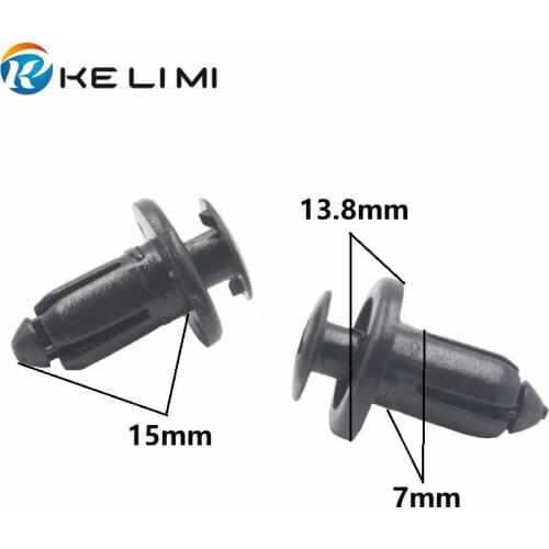 KELIMI 100Pcs 7mm Hole Black Plastic Rivet Auto Panel Push Clip Retainer For Toyota
