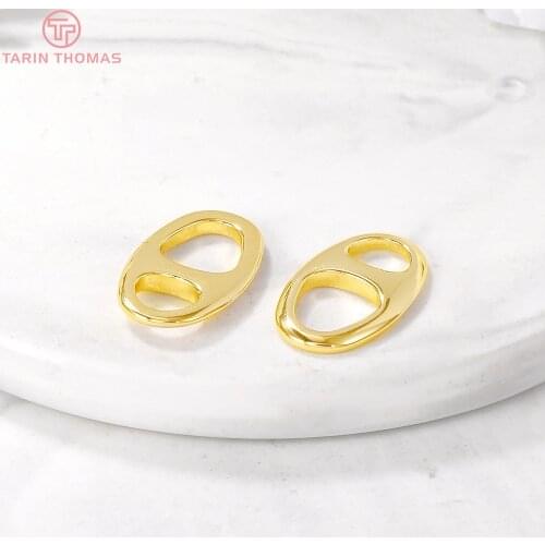 10PCS 12x20MM 24K Gold Color Brass Chain Bracelet Connector Charms High Quality DIY Jewelry Making Findings Accessories