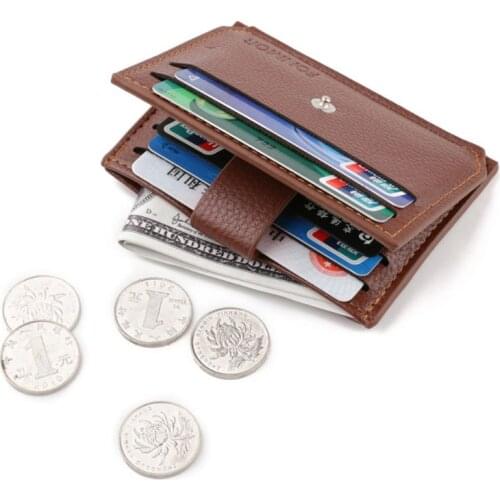 Fashion Leather Men Slim Money Case Credit Card Holder Coin Pocket