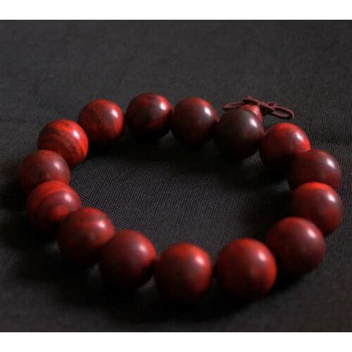 BRO906 Indian Big Leaf Red Sanders Prayer Beads Rosary Bracelets for Man