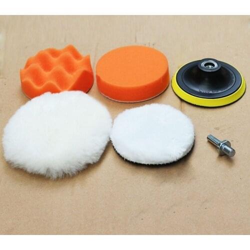 5Pcs 5 Inch Car Polishing Disc Kit Auto Polishing Pad Buffing Waxing Sponge Wool Wheel For Car Polisher Drill Adapter