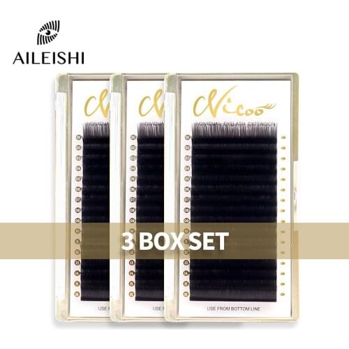 3 BOXES Handmade Russian Volume Eyelashes Extensions Beauty Natural Korean Silk Mink Individual Eyelashes Soft Eyelash 16 Lines