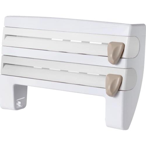 Wall Mounted Roll Holder Rack Kitchen Roll Holder Cling Film Storage Rack Paper Dispenser for Kitchen Home Hotel Office