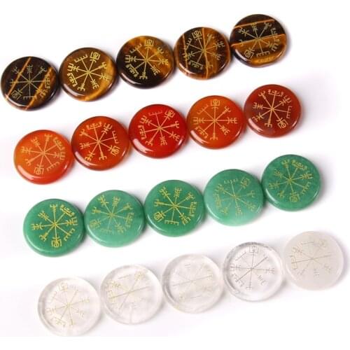 Natural Divination Stone Toys Naural Healing Energy Fengshui Tiger Eye Stone Round Slice Beads Carved Symbol Fortune-telling