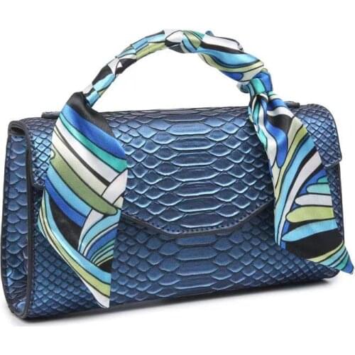 New Designer Python Pattern Women Leather Handbag Fashion Girls PU Snake Leather Tote Purse Square Flap Clutch Bag