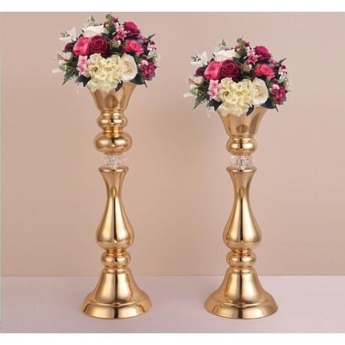 10PCS Gold Vases Centerpeice Flower Rack Tall Wedding Table Centerpiece Decorative Stand Event Party Decor
