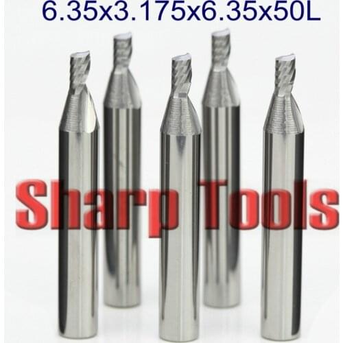 Single Flute Carbide End Mill Cutter CNC Router Bits for Acrylic Wood Milling Cutter Tools Shank-6.35mm/CED-3.175mm/CEL-6.35mm