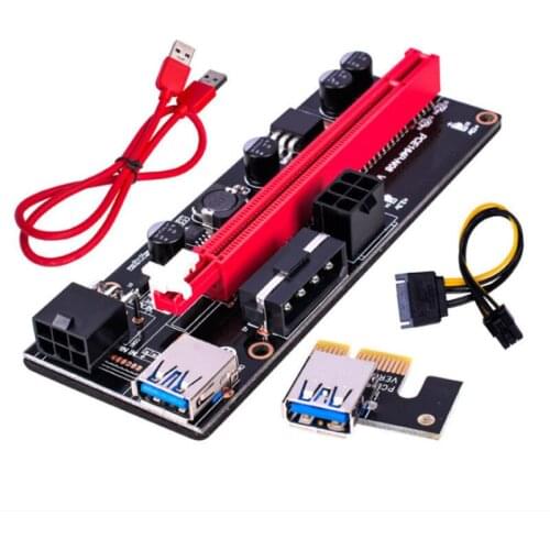 PCI-E pcie Riser 009S Express 16x Extender PCI E USB Riser 006C Dual 6Pin Adapter Card SATA 15pin for BTC Miner