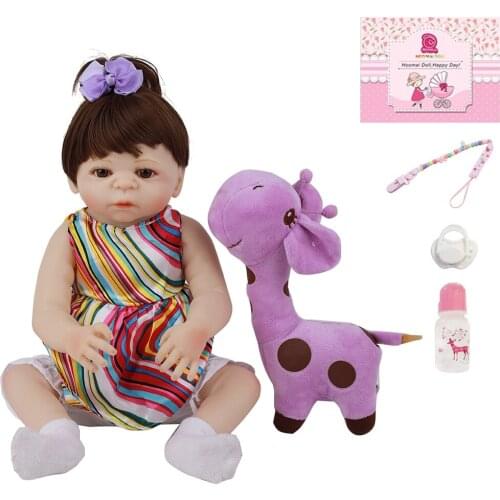 Lifelike Reborn Girl Doll 18" Cute Full Silicone Vinyl Body Fashion Realistic 48CM Newborn Baby For Childrens Day Gifts Present