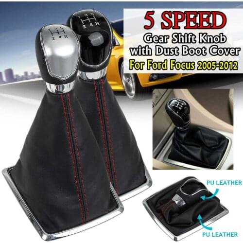 5 Speed / 6 Speed MT Car Gear Stick Shift Knob with Dust Boot Cover Protect For Ford Focus 2005 2006 2007 2008 Car Accessories