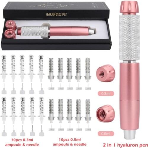 3 Adjust High Pressure Hyaluronic Acid Pen 0.3ml &0.5ml Head for Anti Wrinkle Lip Injection Hyaluron Gun Atomizer Hyaluron Pen