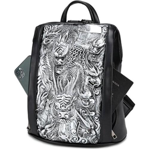 2021 New fashion original embossed three-dimensional backpack summer leisure waterproof pu leather female bag student school bag