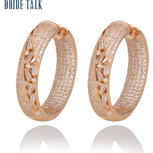 Bride Talk Round Shape Big Women Earring AAA Cubic Zirconia High Quality Shiny Crystal Luxury Fashion Jewelry For Wedding Party