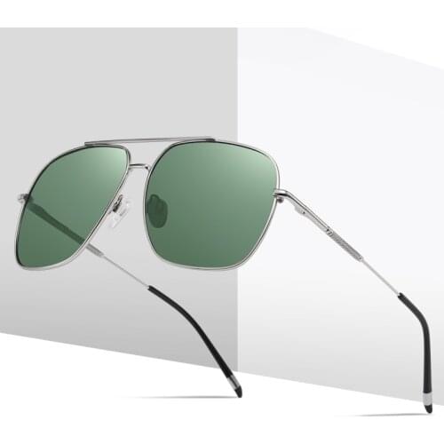 New Mens High-end Sunglasses Metal Square Shadow Glasses Outdoor Travel Green Lens Driver Driving Retro Polarized Sunglasses