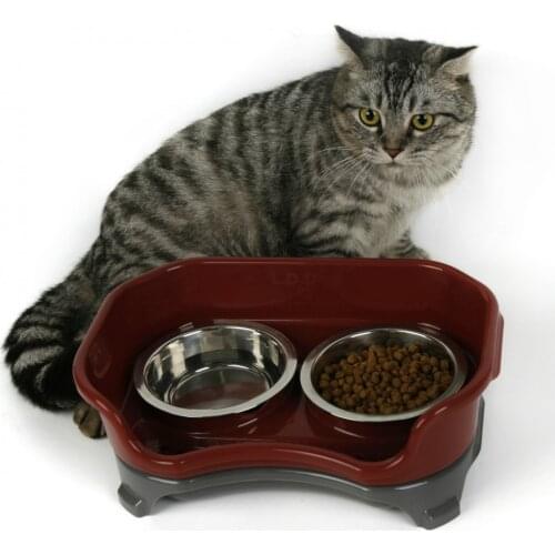 Pet Supplies Anti-Dog Food Fall Table Cat Double Bowl Teddy Food Basin Dog Stainless Steel Rice Bowl Pet Bowl 5