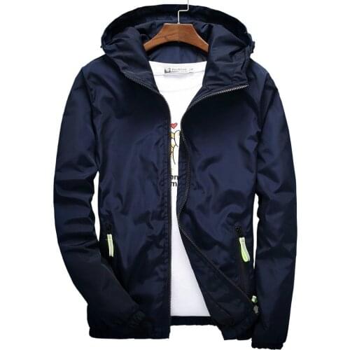 Size 6XL 5XL 7XL 2018 Spring Autumn Young Men Windbreaker Hooded Jacket Slim Thin Clothing Top Quality Waterproof Plus Size K316