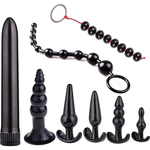 8 PCS/Set Vibrator Butt Anal Plug Set Vibration Sensuality Vibrating Butt Beads Kit Sexual prostate massager Sex Toys For Couple