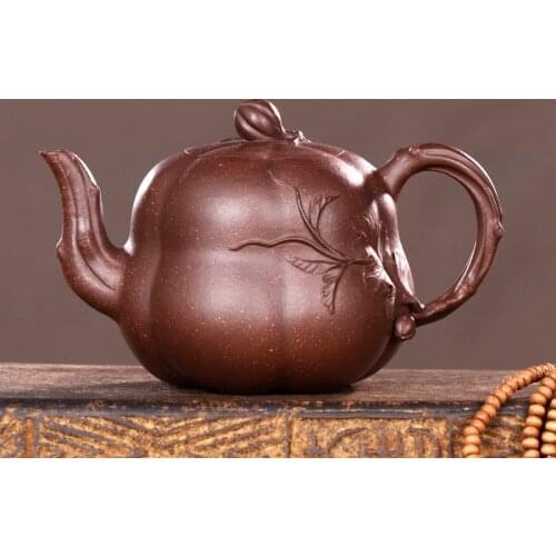 High-end! Famous craftsman teapot handmade Yixing Zisha Teapot Set pumpkin pot new products
