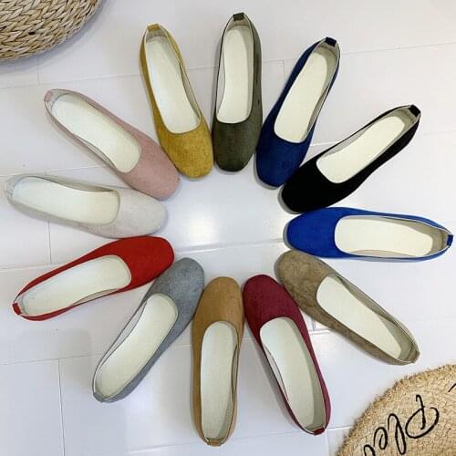 Plus Size 43 Candy Color Women Flats Square Toe Slip on Shoes Woman Loafers Casual Boat Shoes Ladies Ballet Flats zapatos mujerL