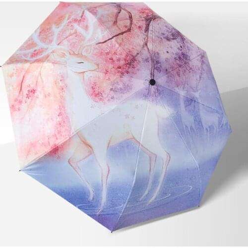Women Rain Folding Umbrella Female Elegant Princess Parasol Anti-UV Cherry Blossoms Sun Umbrellas Girls Pink Umbrellas paraguas