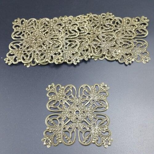 10pcs 57mm bronze tone Filigree square crafts Embellishments Findings Jewelry Accessories ornaments