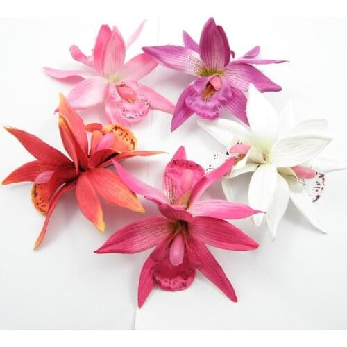 100pcs White Orchid Flower Hair Clip, Bridal Hawaii Party Girl Artifical Flower Hairgrips