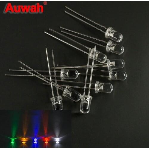 100pcs 3mm 5mm Super Bright water clear Green Red White Yellow Blue Light LED Bulbs F3 F5 Emitting Diode kit 5 color*20pcs