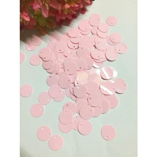 1000pcs/lot Large Round Sequins 12mm PVC Flat Round Sewing Embellishment DIY With Side Craft Hole Solid Light Pink