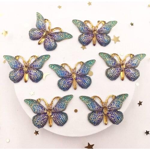20pcs Resin Bling Colorful Butterfly Gems Flatback Rhinestone beads 1 Hole Ornaments DIY Wedding Appliques Craft S38