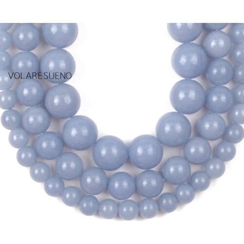 6/8/10mm Natural Angelite Beads Blue Loose Spacer Stone Beads For Jewelry Making Needlework DIY Charms Bracelet Accessories