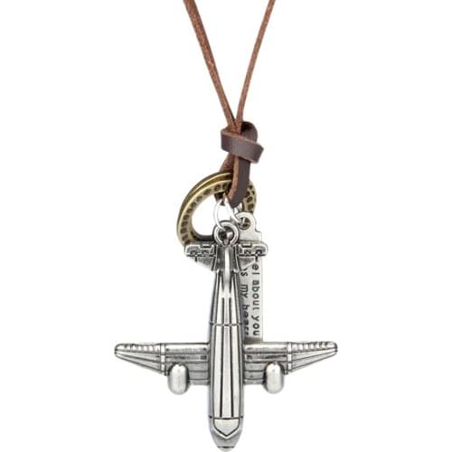 Antique Silver Color Aircraft Airplane Pendant Necklace Jewelry for Women Men Gift