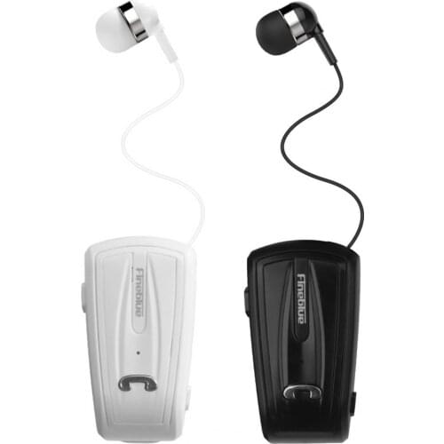 Fineblue F-V6 Newest Portable Business Wireless Bluetooth Headset Telescopic Type Collar Clip HD Sound Earphone with Mic F-V3