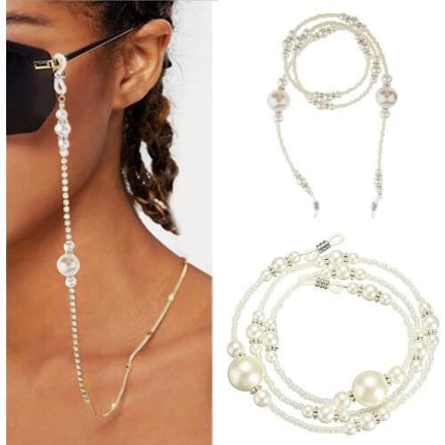 New Acrylic Pearl Silver Flower Beads Chain Glasses Chains Necklace Reading Glasses Eyeglasses Holder Rope Accessories