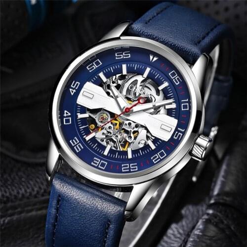 Mens Watch Brand OCHSTIN Self-wind Automatic Mechanical Watches Male Genuine Leather Business Clock Relojes Relogio Masculino