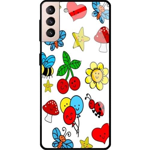 STICKER BABE Tempered Glass Case For Samsung Galaxy S21 Ultra Note 20 S8 S9 S10 Note 10 Plus S20 FE