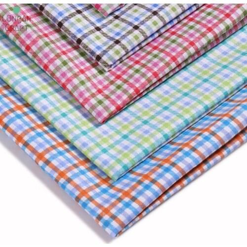 Colorful Grid 100% Polyester Fabric Patchwork Sewing Cloth for Needlework DIY Handmade Material 50cmx150cm