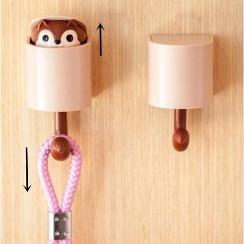 Baby Kids Coat Hanger Hook Cute Cartoon Squirrel Wall Door Hanger Hooks For Hat Clothing Key Hangers Nursery Decor Adornment