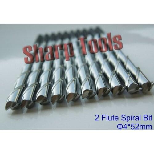Long Cut! 4*52mm 2 Flute Bit, Solid Carbide Milling Cutters on Wood, Engraving Tool for CNC Router Millinging Machine, Free Ship