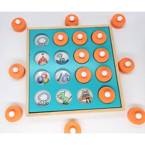 Montessori Memory Match Chess Game 3D Puzzles Wooden Early Educational Family Party Casual Interaction Game Toy For Children Kid