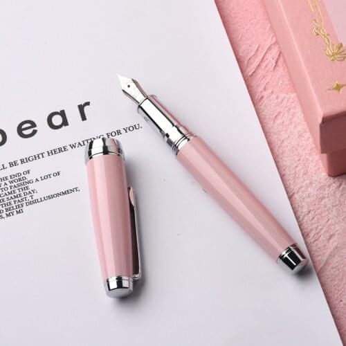 Kawaii Fountain Pen Silver Clip Metal Ink Pens for Writing Calligraphy with Gift Box School Office Supplies Gift Stationery