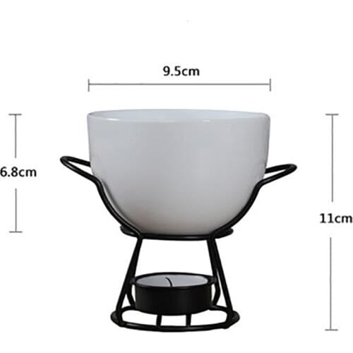 Ceramic Fondue Set Cheese Knife Warmer Chocolate Pot On a Metal Stand Chocolate Fondue Utility For Home Cooking tools