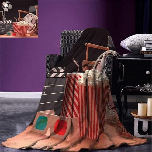 Movie Theater Throw Objects of the Film Industry Hollywood Motion Picture Cinematography Concept Warm Microfiber Blanket