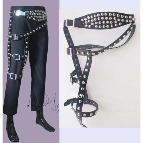 MJ Michael Jackson BAD jAM Classic Leg Belt Punk Rivet Metal Free shipping for Performance Show Imitation Hallween Gift