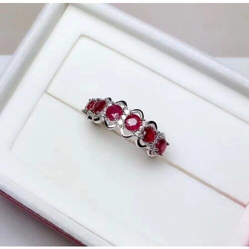 Best Wedding Ring Natural ruby ring Free shipping Natural and real ruby 925 sterling silver 3.5mm 6pcs
